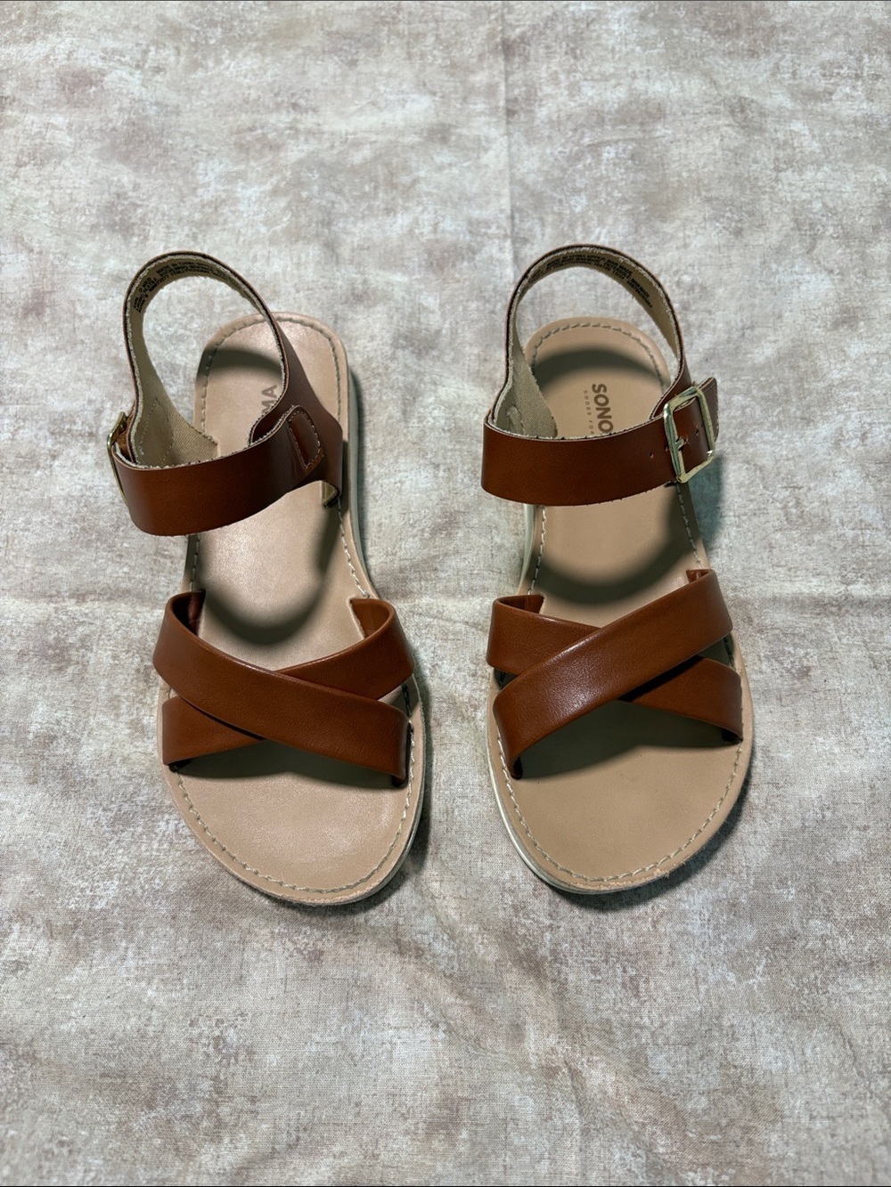 Sonoma Cognac Cross-Strap Buckle Sandals